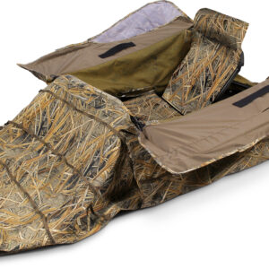 Beavertail Big Gunner Field Lift Assist Blind with Backrest in Karma Wetland Camo Pattern for Field Hunting Open View