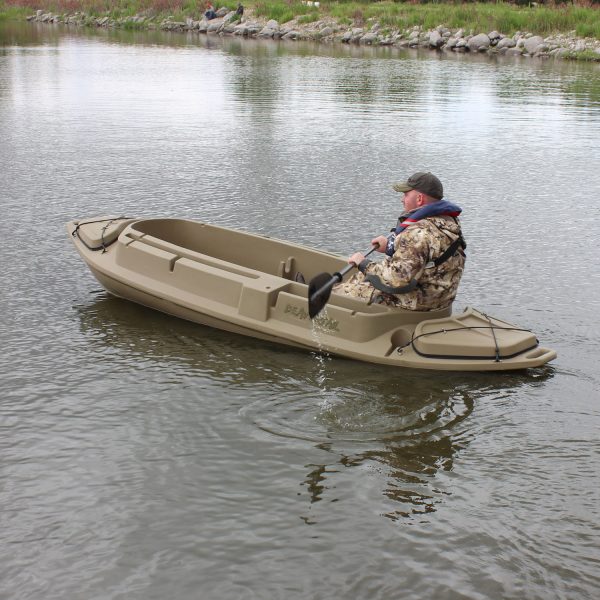 Beavertail Man Paddling Stealth 1200 Sneak Boat/Kayak with Front and Rear Covers