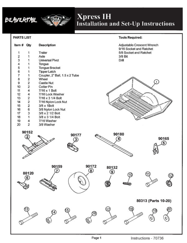 Beavertail Xpress 15 & 20 Replacement Parts