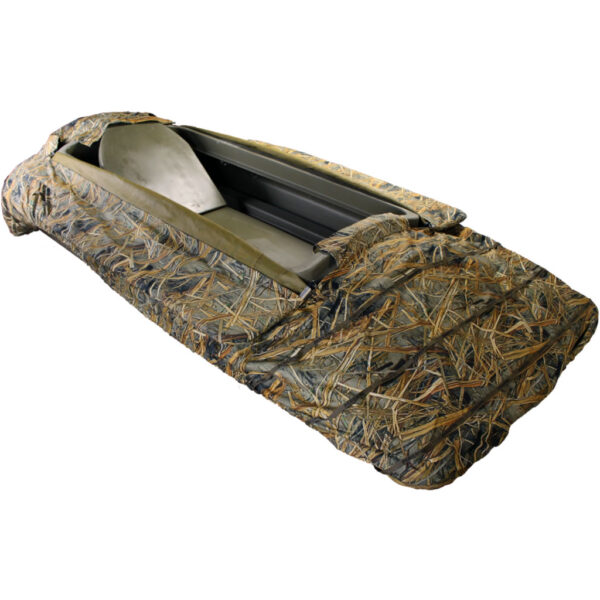 Beavertail Final Attack Ulitmate Package Karma Wetland Boat Blind, Back Rest and Quick Cover