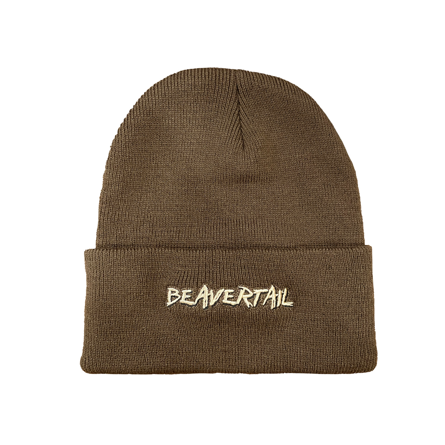 Beavertail Brown Fleece Lined Knit Cuffed Beanie with Beavertail Logo