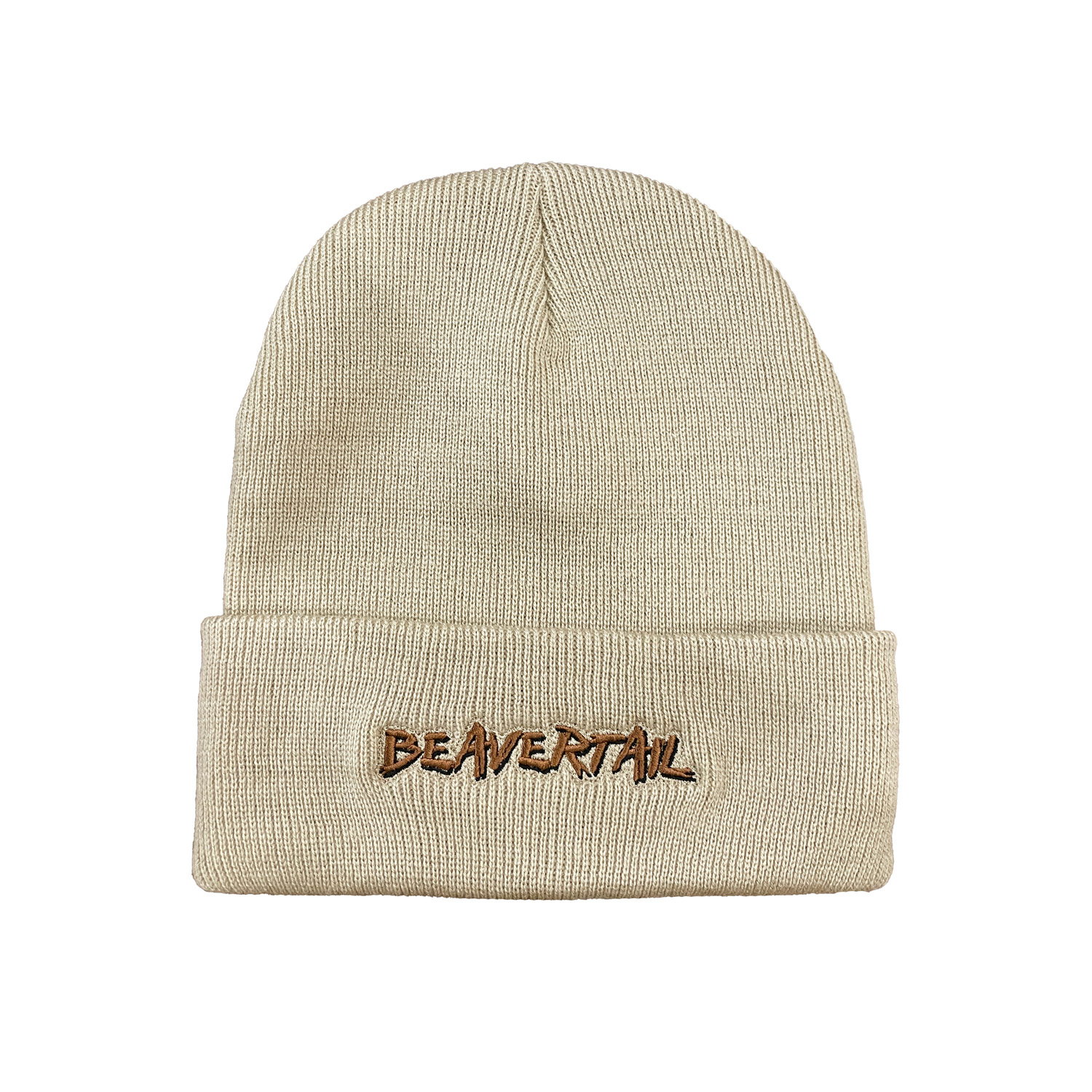 Beavertail Tan Fleece Lined Knit Cuffed Beanie with Beavertail Logo