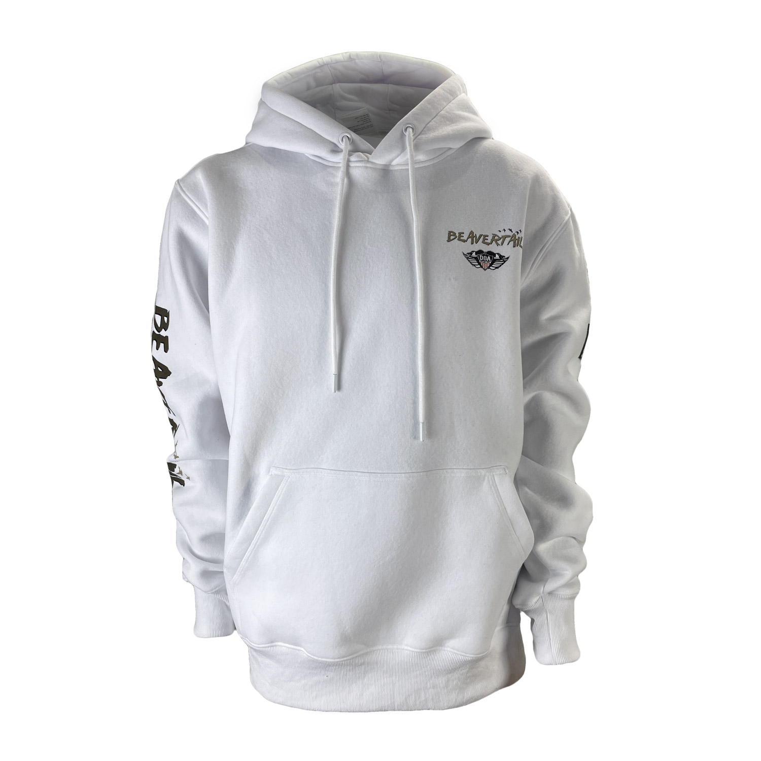 Beavertail White Hunting Hoodie Sweatshirt Front View