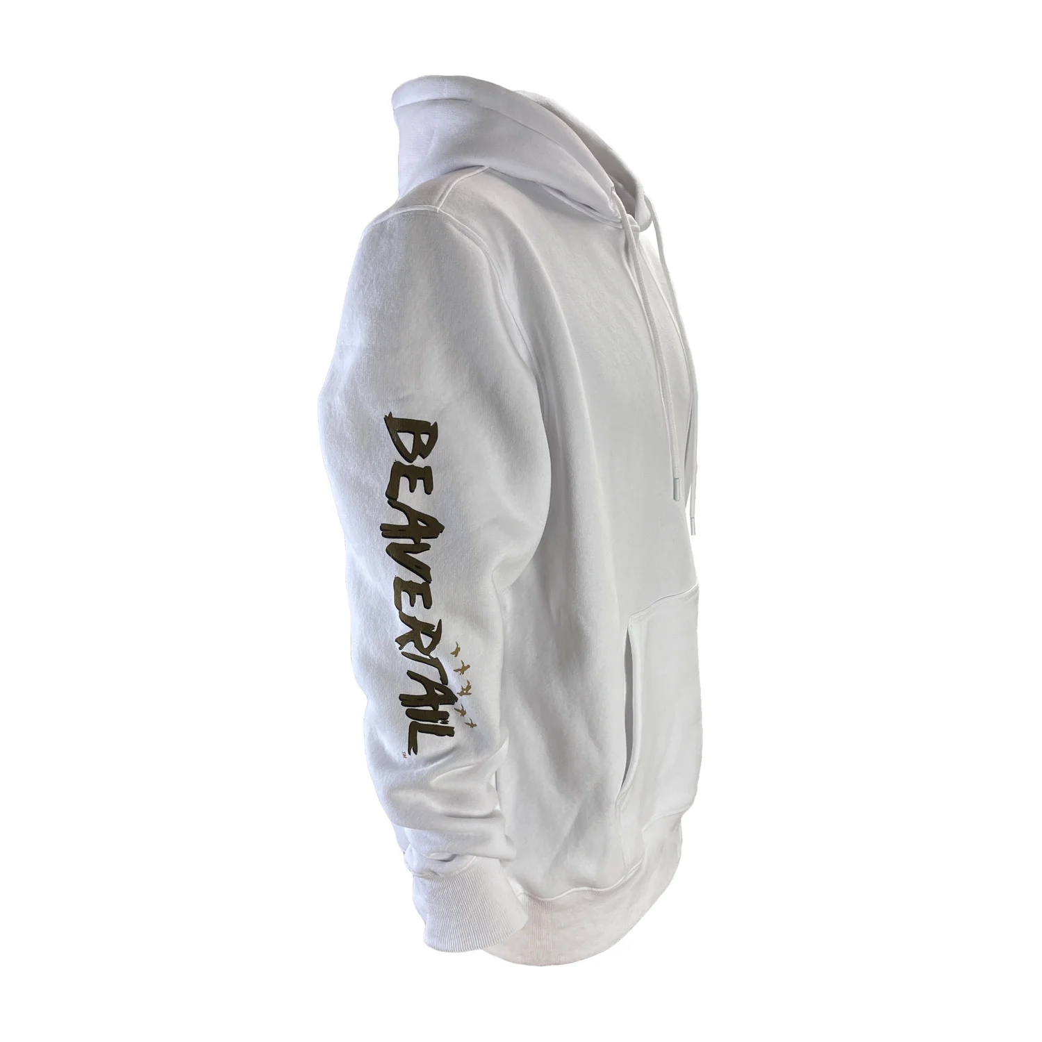 Beavertail White Hunting Hoodie Sweatshirt Side View